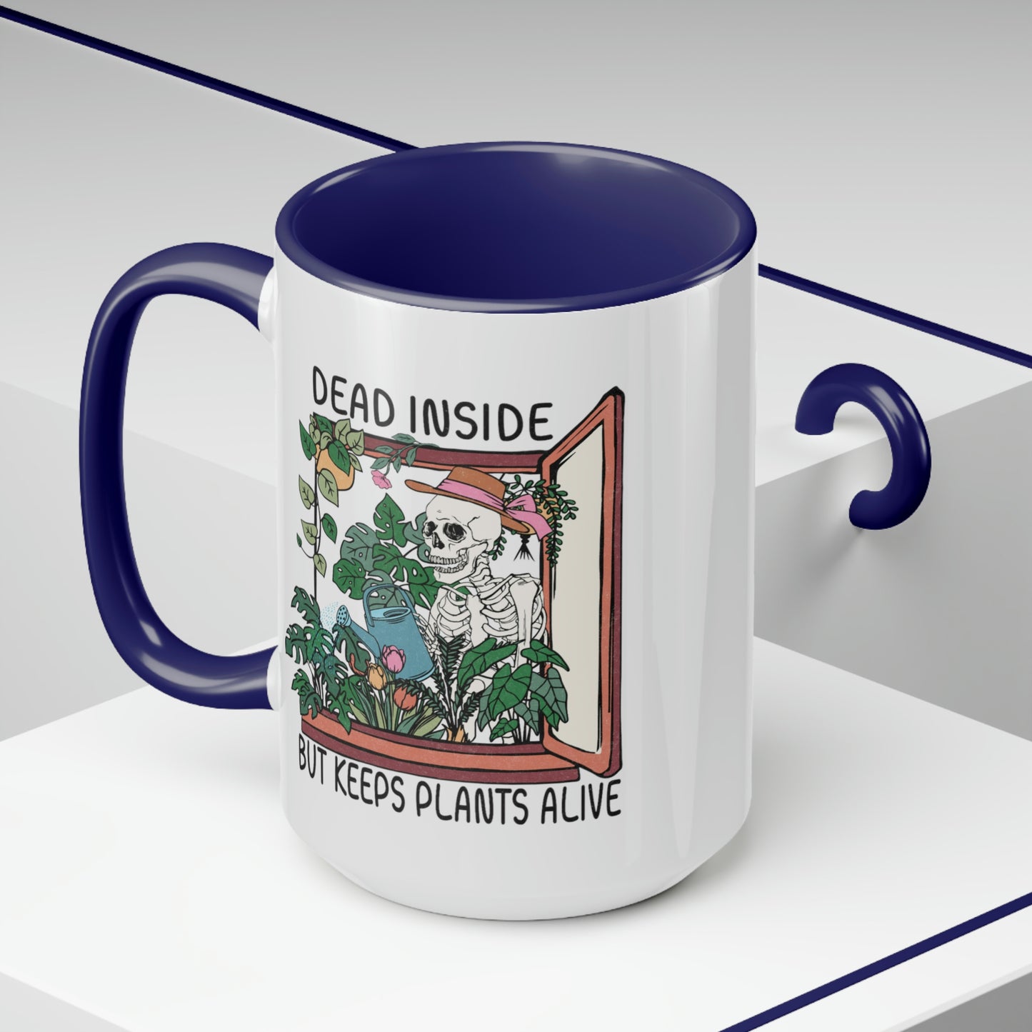 Funny plant Coffee Mugs, 15oz. Dead inside but keeps plants alive
