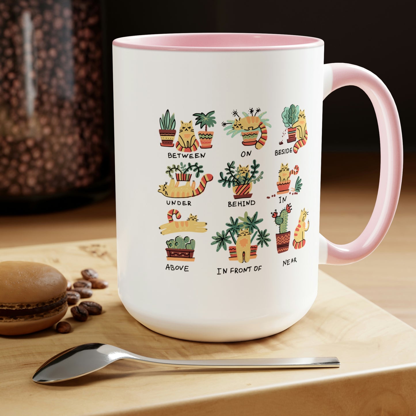 Funny cat Coffee Mugs, 15oz for cat lovers. Cats, plants and coffee. Plants and cats mug.