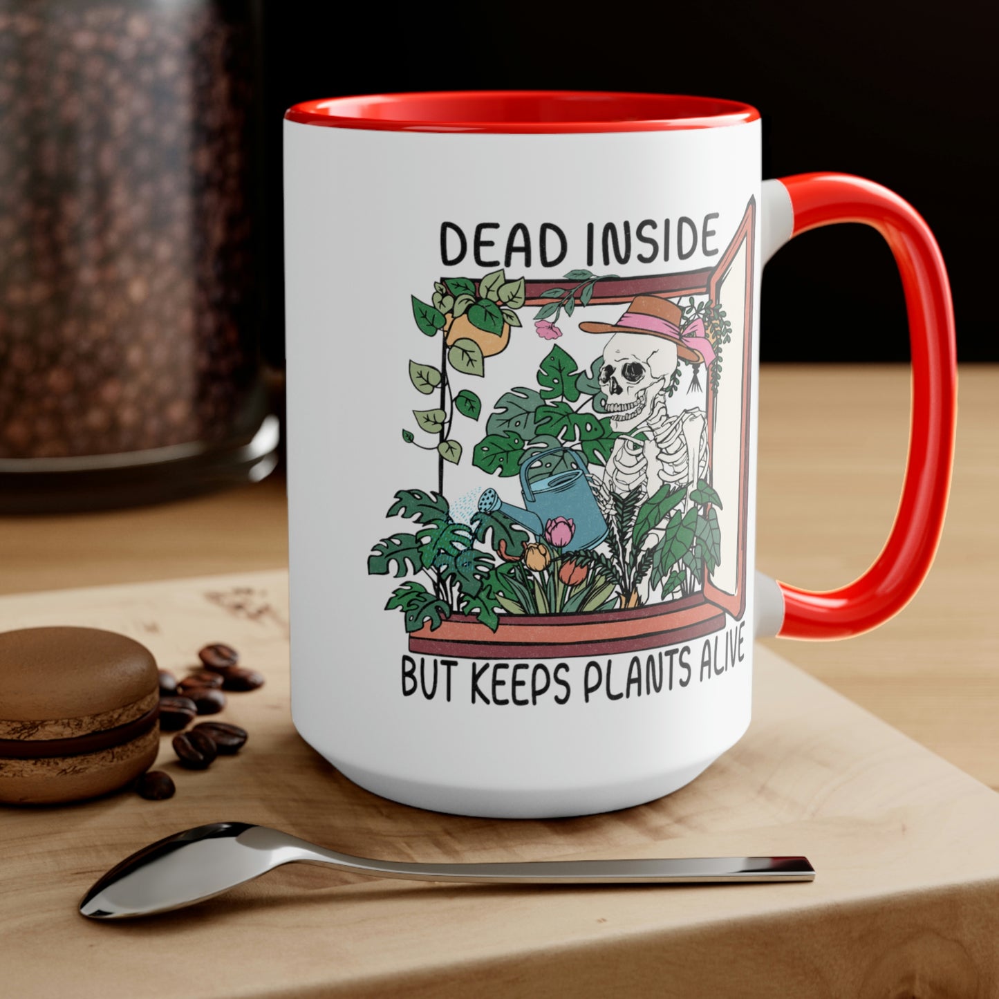 Funny plant Coffee Mugs, 15oz. Dead inside but keeps plants alive