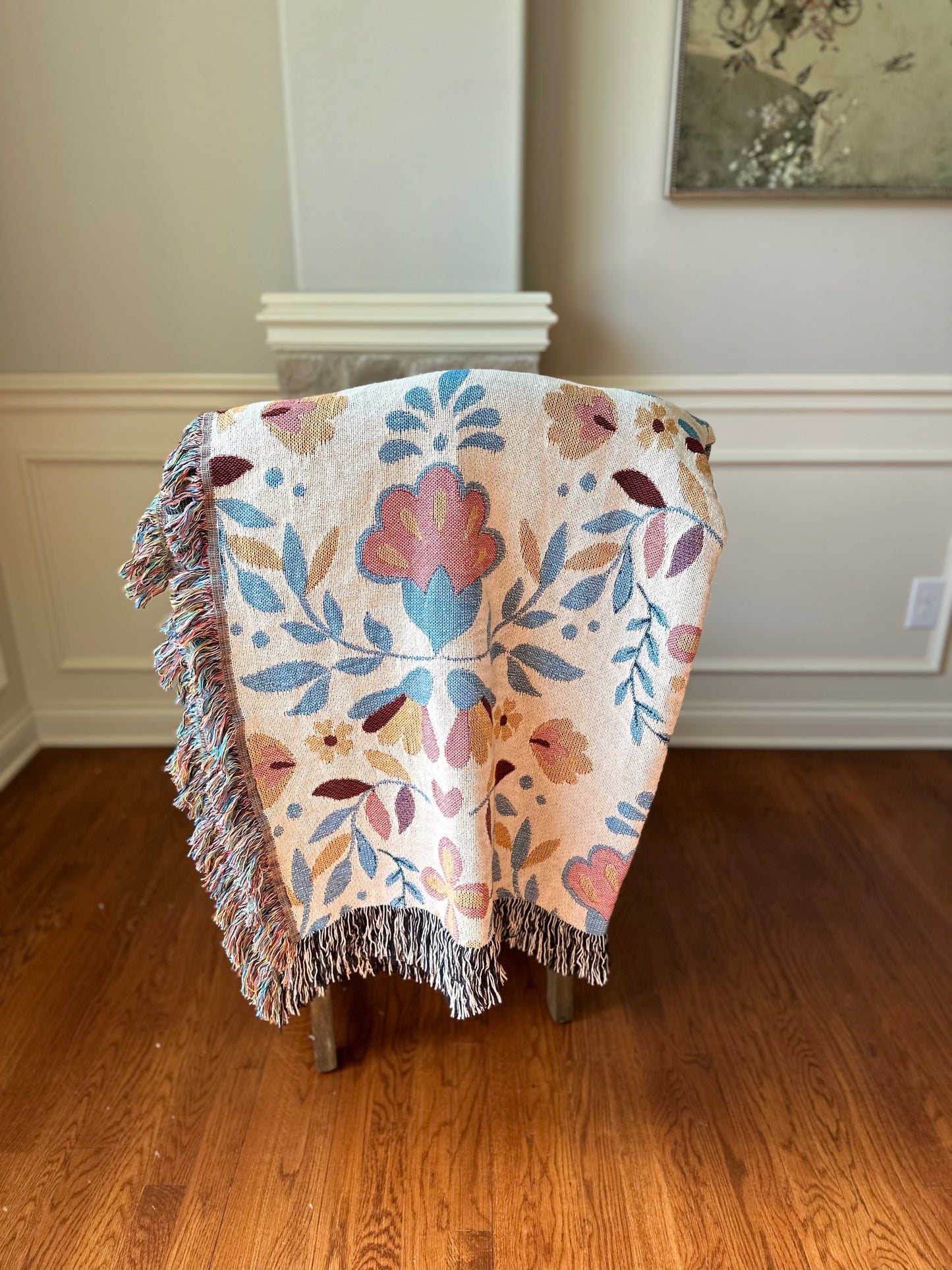 Mexican floral throw blanket for friend, mom or grandma. Mexican art gift. Mexican gift for Mexican friends.