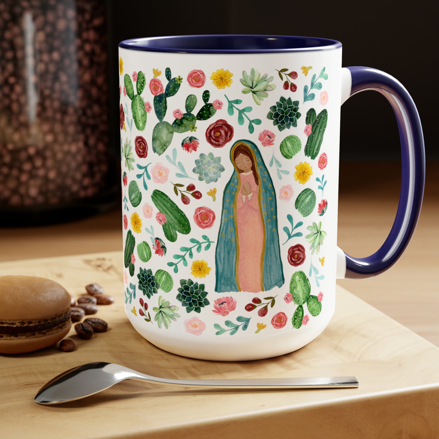 Virgen de Guadalupe Coffee Mugs, 15oz for mother, friends. Catholic gift for her. Virgencita cup.