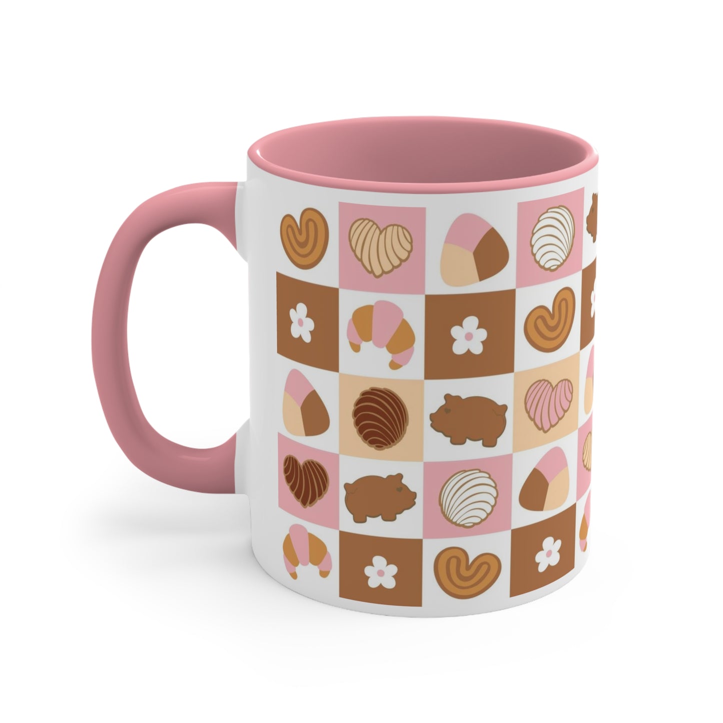 checkered Pan dulce Coffee Mug, 11oz for Latin family or Mexican friend. Mexican mug for her.