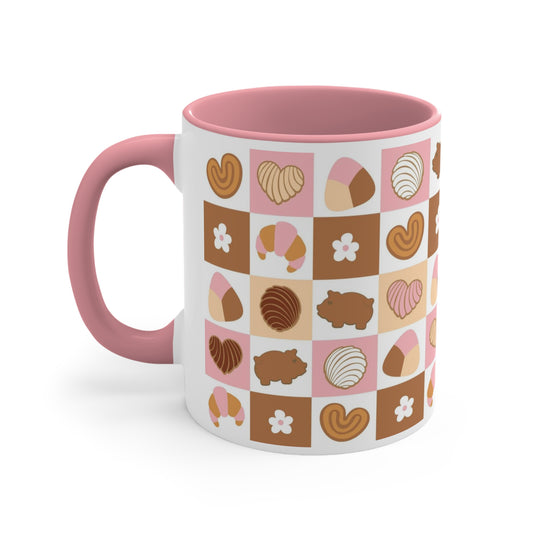 checkered Pan dulce Coffee Mug, 11oz for Latin family or Mexican friend. Mexican mug for her.