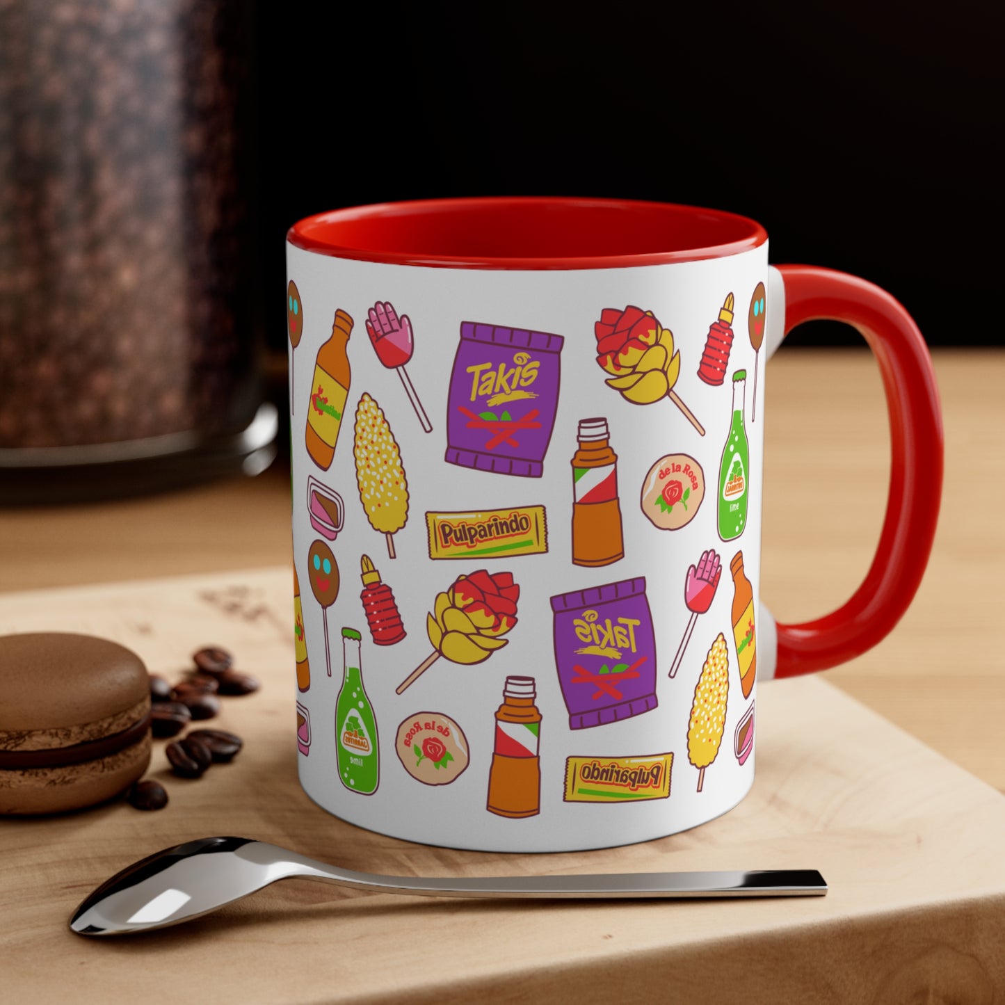 Mexican snacks Coffee Mug, 11oz for Mexican family, Mexican friends or Mexican candy lovers. Christmas gift for Mexicans