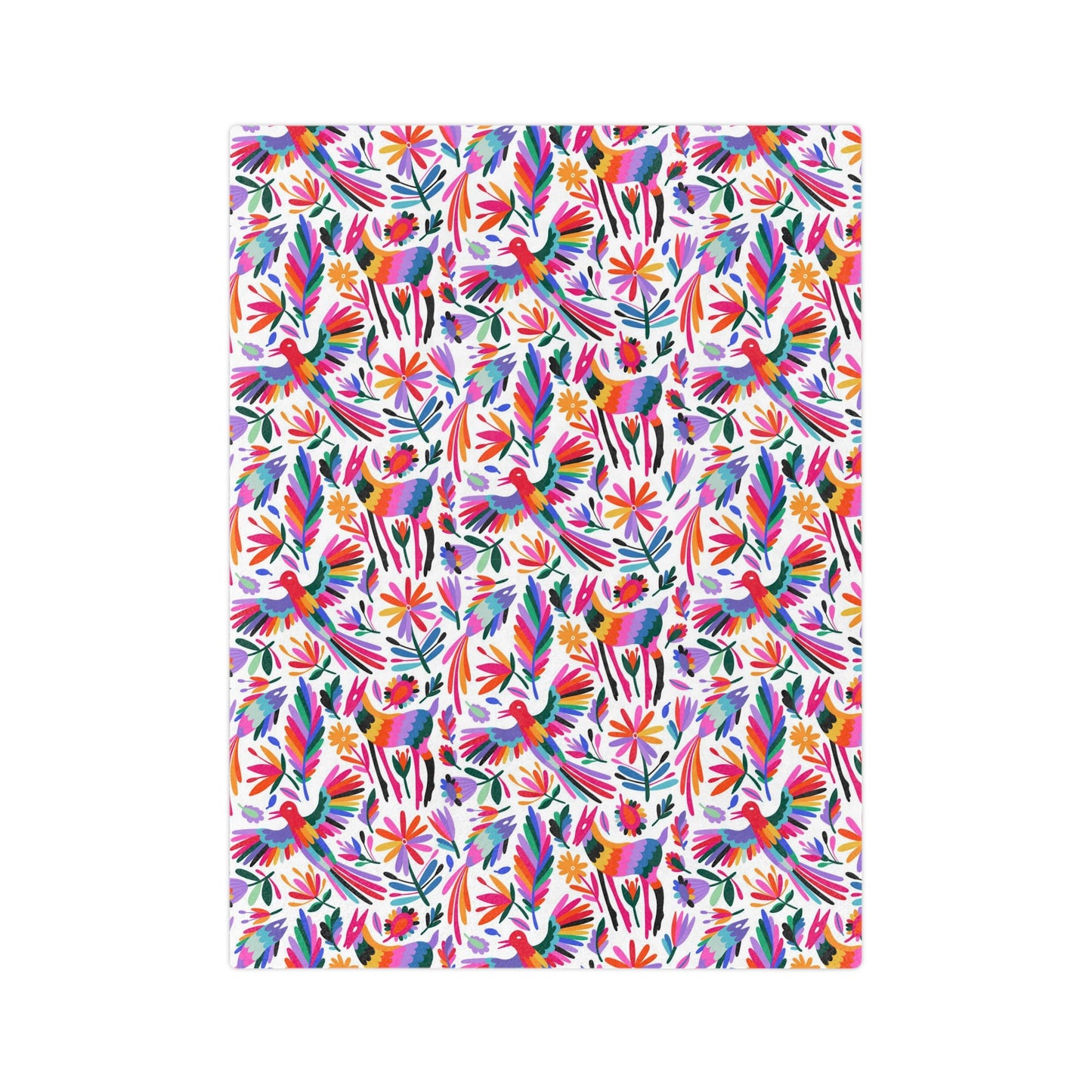 Otomi Velveteen Minky Blanket for Mexican home decor. Christmas gift for him or her. Mexican blanket with colorful Otomi art.