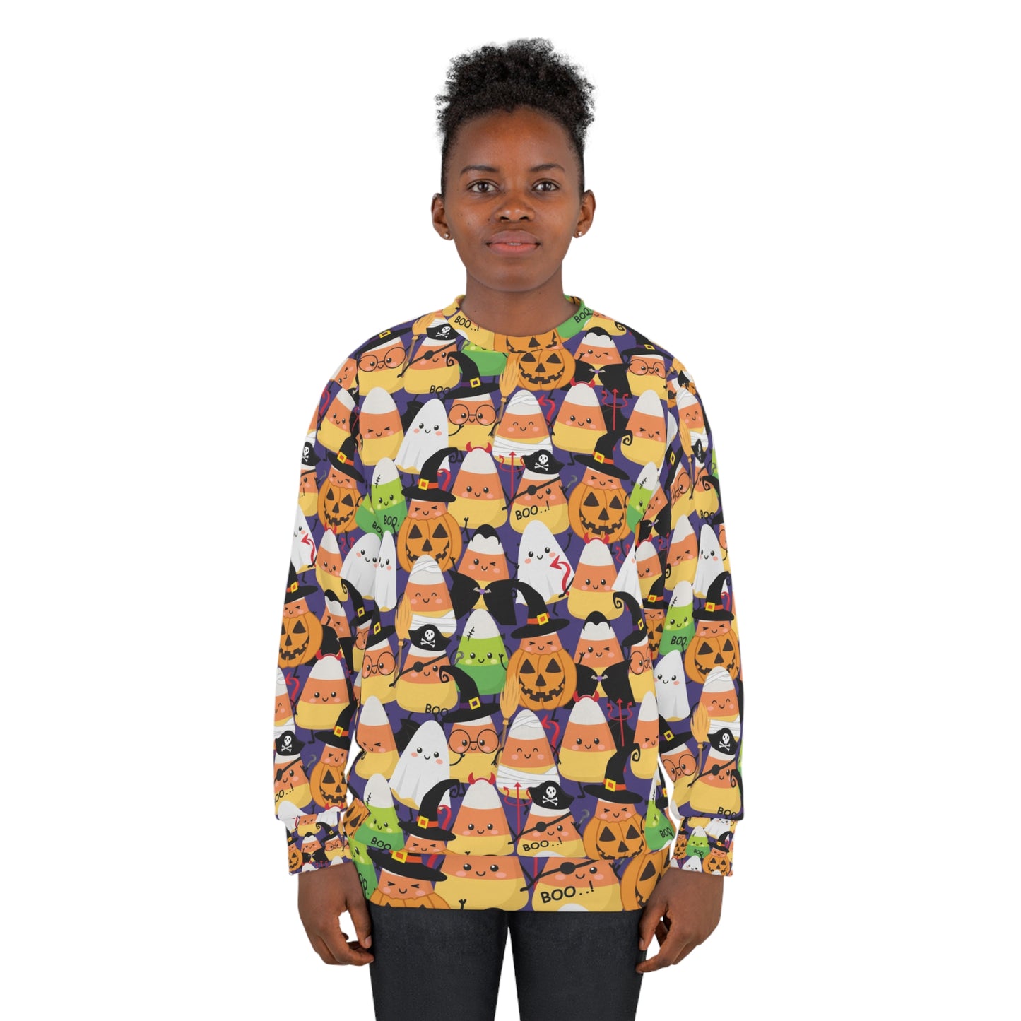 Cute candy corn with Halloween costumes Unisex Sweatshirt for Halloween lover and candy corn lover. LIMITED TIME.
