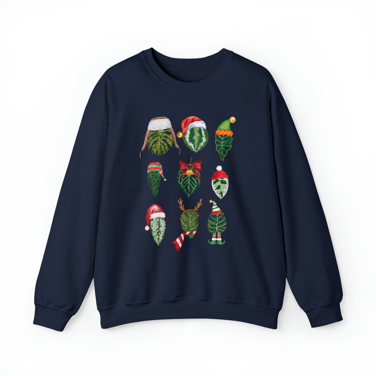 Christmas plant Sweatshirt with monstera, alocasia, ficus, calathea with christmas accessories for plant daddy, plant lady or plant mama.
