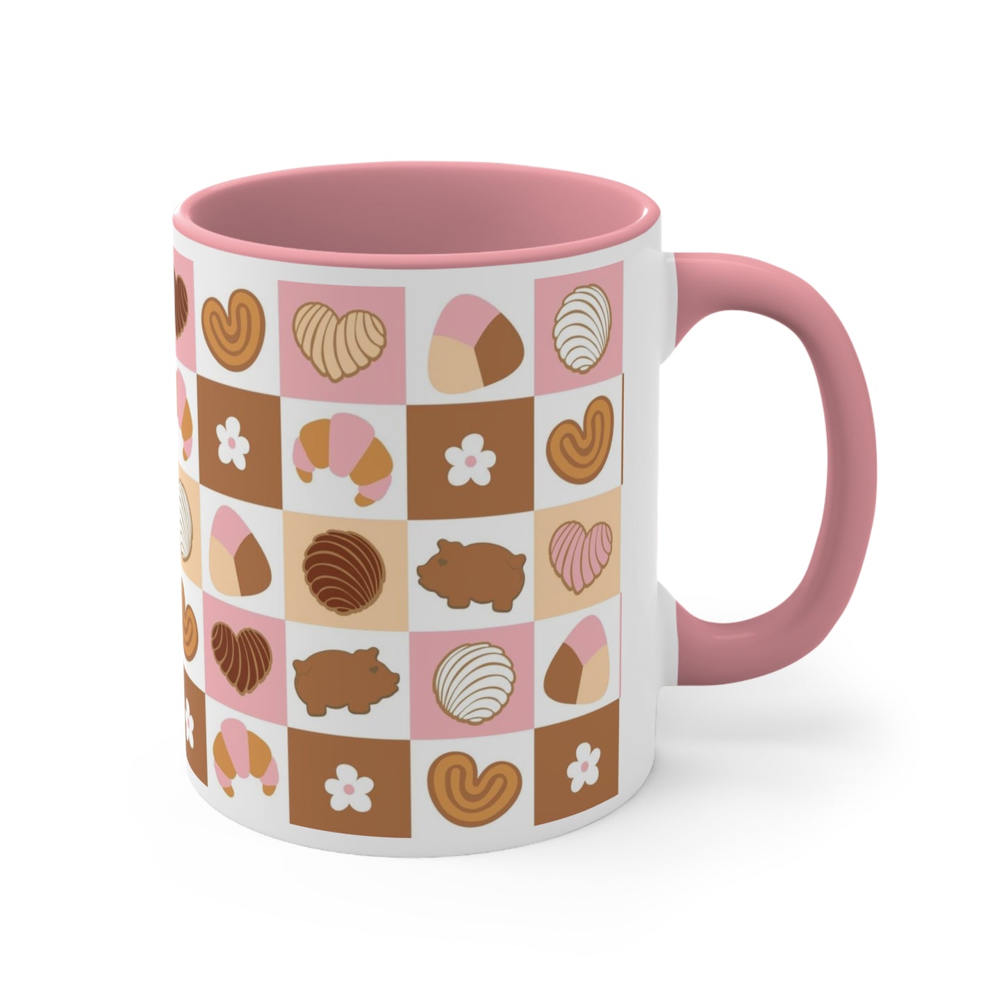 checkered Pan dulce Coffee Mug, 11oz for Latin family or Mexican friend. Mexican mug for her.