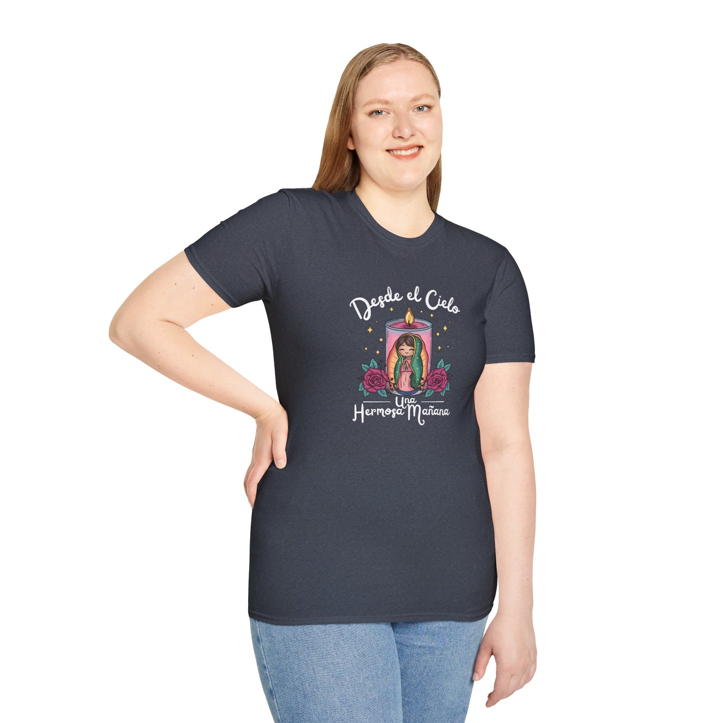 Virgencita T-Shirt — "Desde el cielo una hermosa mañana"
