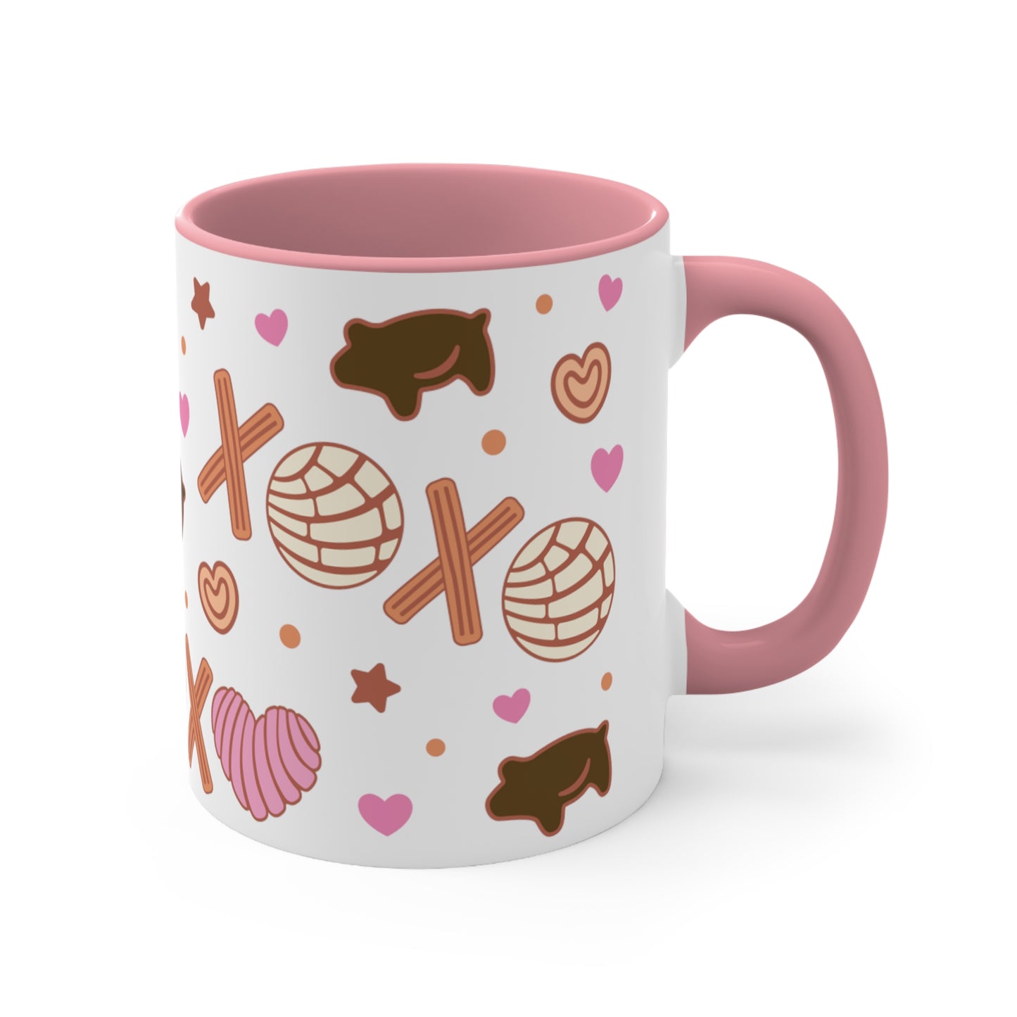 xoxo pan dulce Coffee Mug 11oz for Mexican girlfriend or concha lover. Mexican mug for her. Valentines Day gift . Concha churros y puerquito