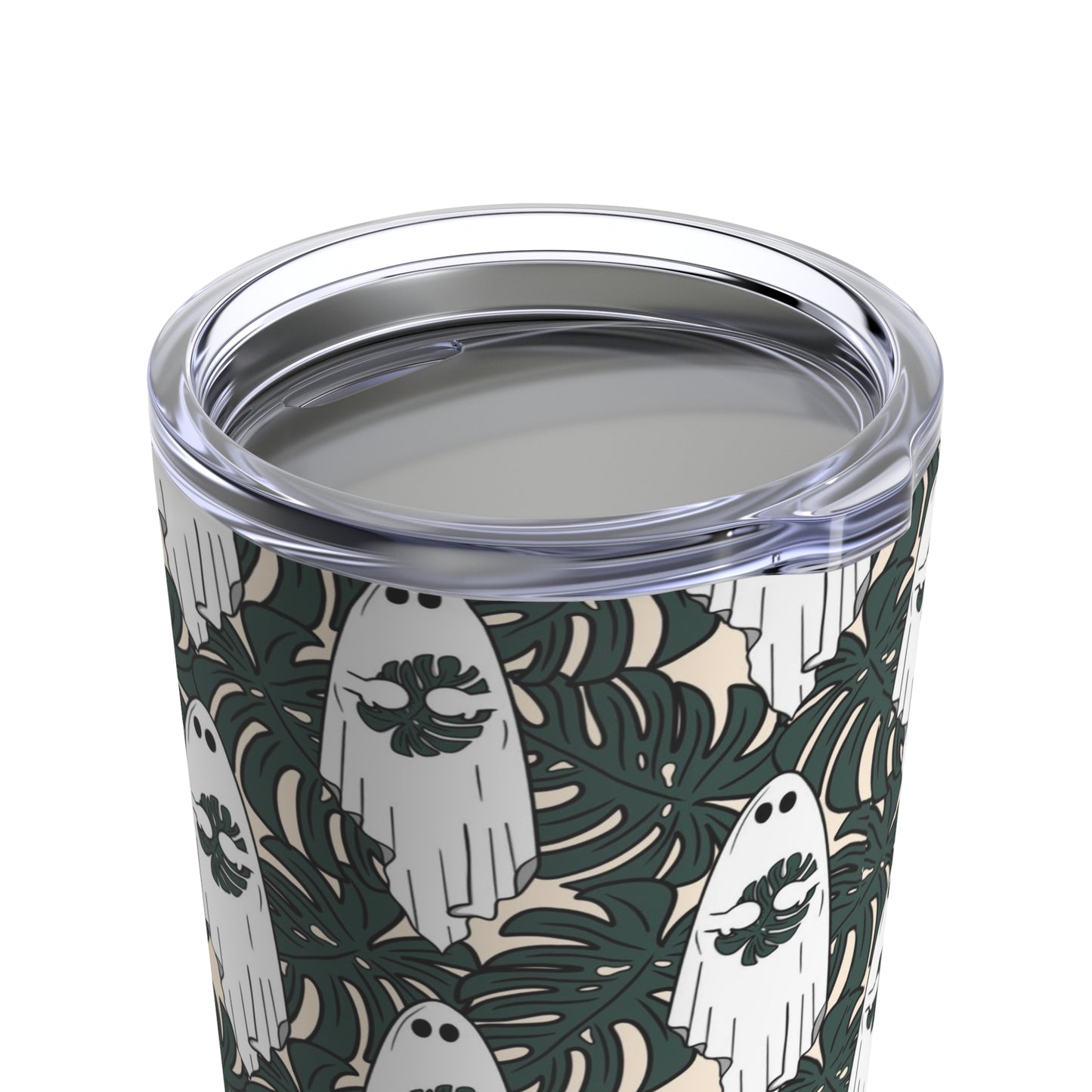 Monstera leaves and ghosts stainless tumbler 20oz for plant daddy, plant lady or plant lover