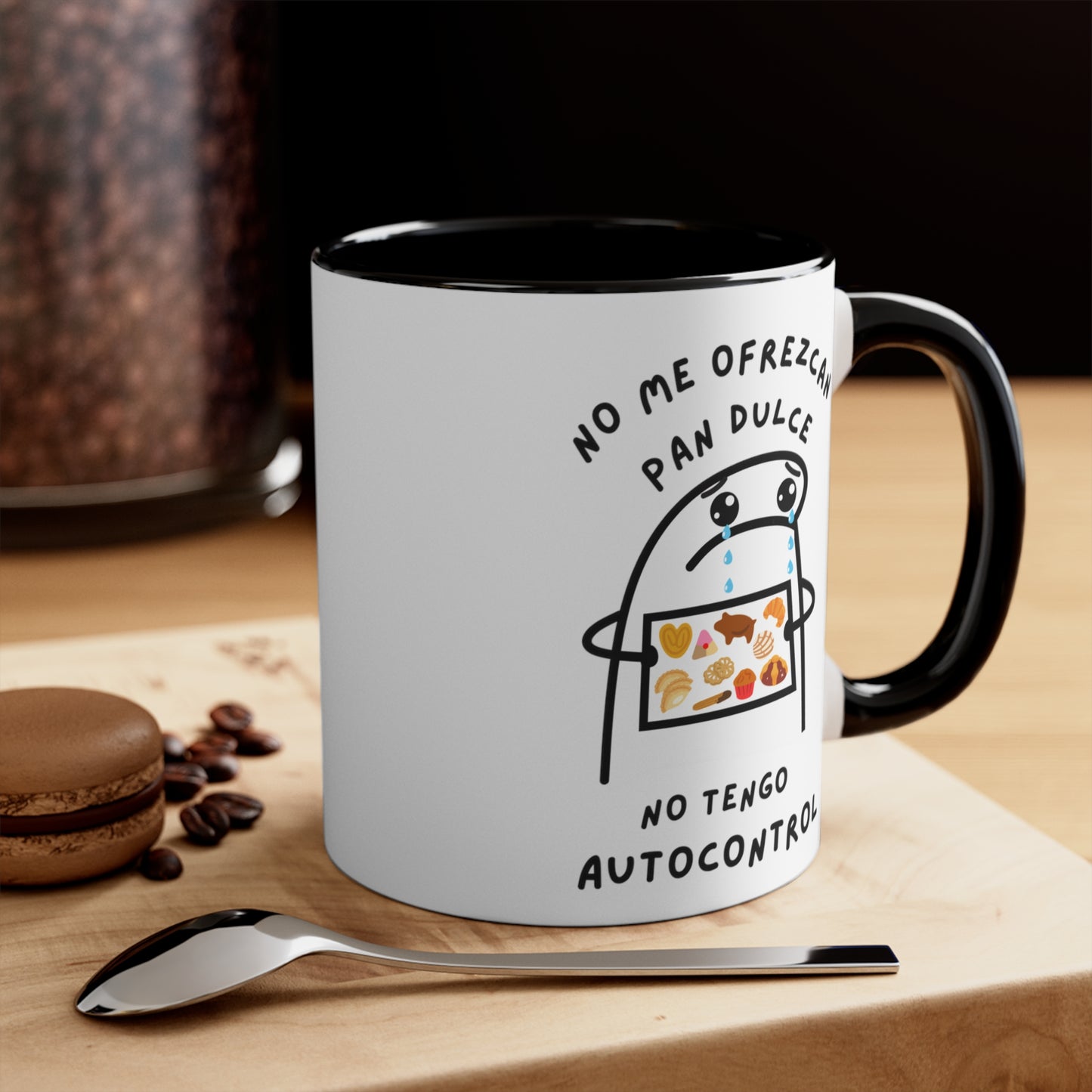 Funny Mexican Coffee Mug, 11oz for Mexican family or friends. No me ofrezcan pan dulce no tengo autocontrol.