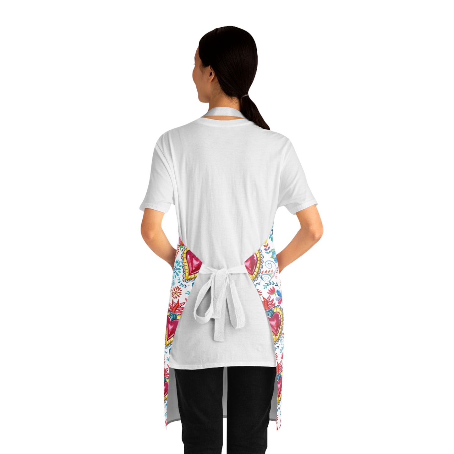 Milagritos mandil for her. Sacred hearts Apron. Mexican gift ideas for Mexican mom, Mexican wife or comadre.