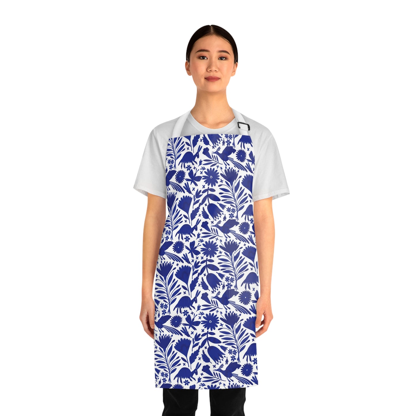 Blue Otomi Apron. Mexican folk art apron for Mexican wife, Mexican mother or Mexican friend.