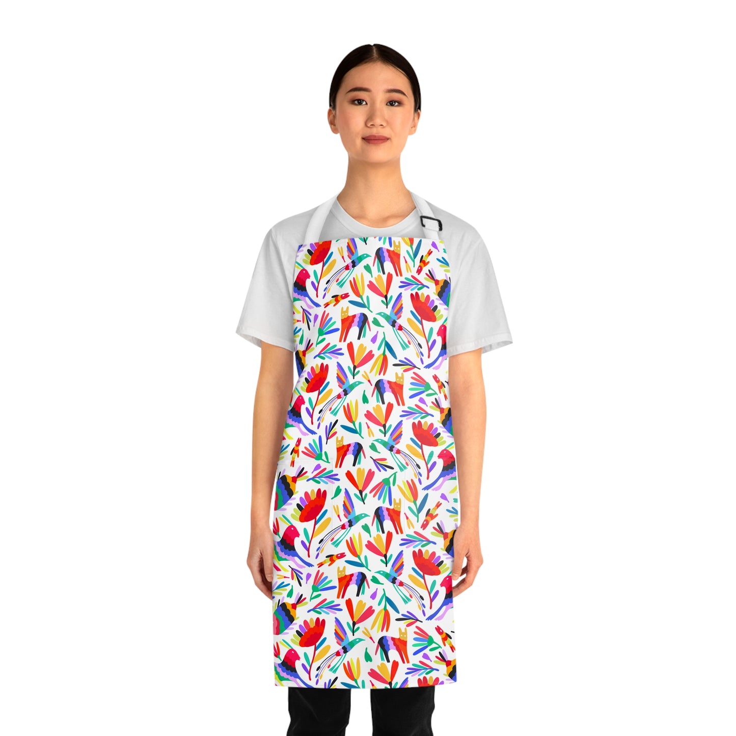 Mexican folk art Apron with colorful Otomi art. Mexican apron for Mexican mom or Mexican food lover.