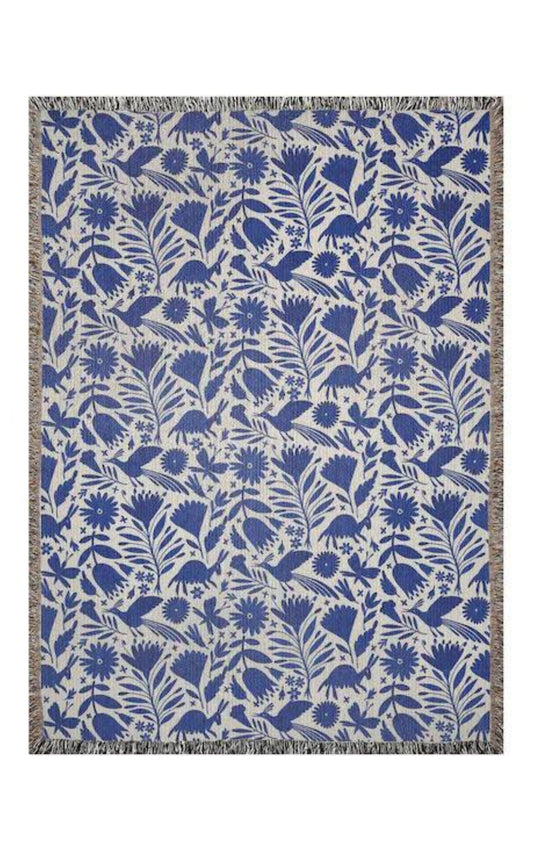 Blue Otomi art woven blanket 50x60” clearance
