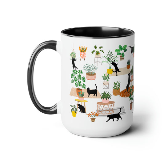 Cats and plants Coffee Mugs, 15oz for plant daddy and cat lady.