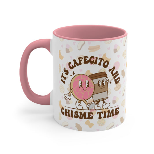 Cafecito y chisme time Coffee Mug, 11oz for Mexican and Latin friends. Concha coffee mug.