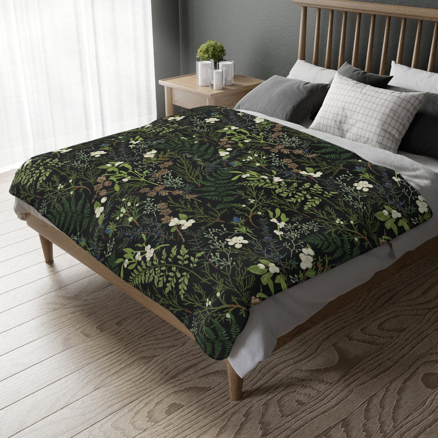 Fern Soft Blanket – Green Leaves Design – 80x60" – Limited Quantity**