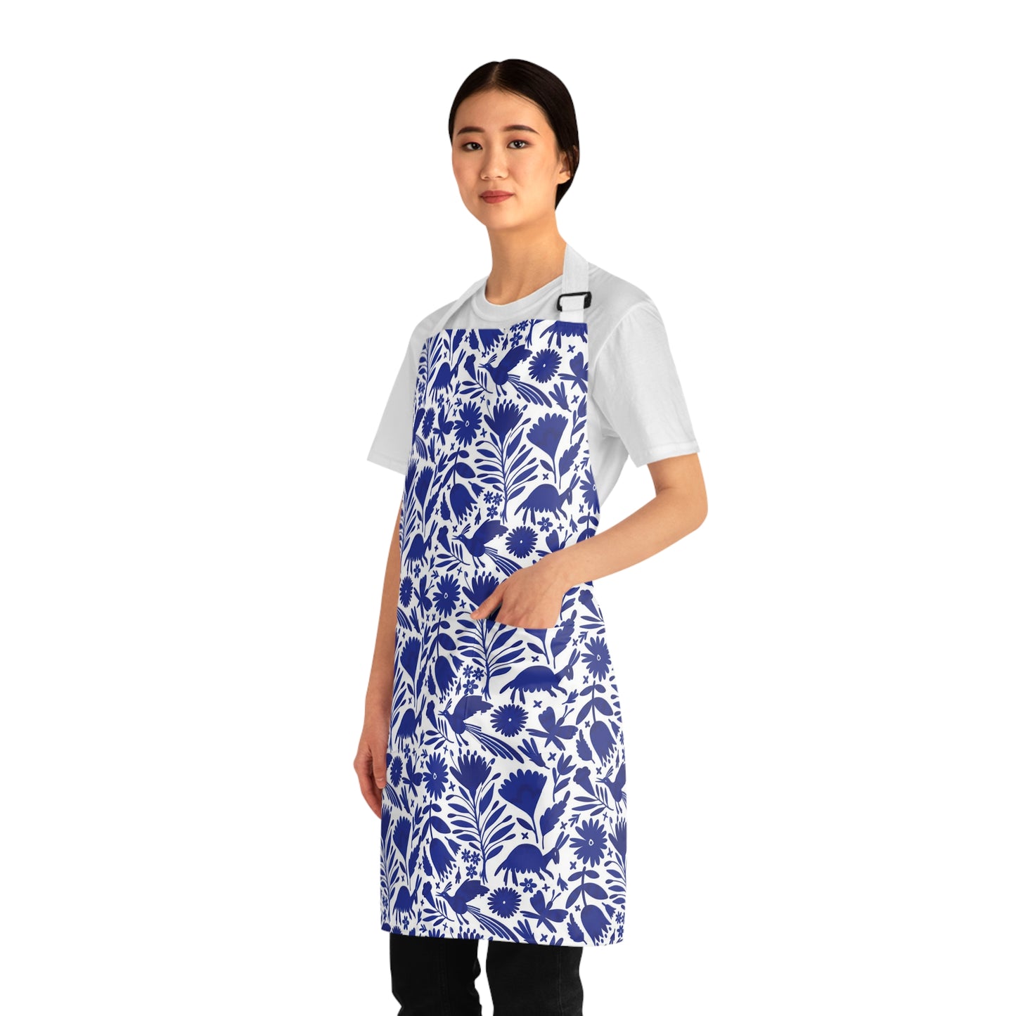 Blue Otomi Apron. Mexican folk art apron for Mexican wife, Mexican mother or Mexican friend.