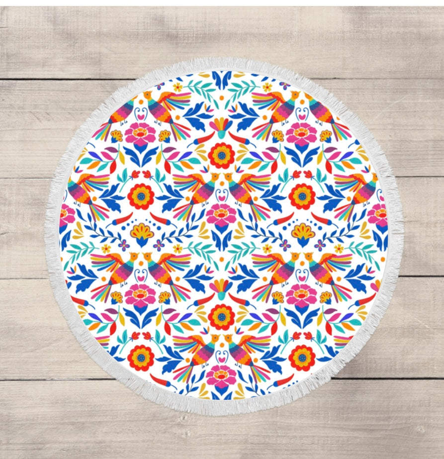 Otomi Beach towel. Circle fridge Mexican towel for picnic days or beach day. Limited time.