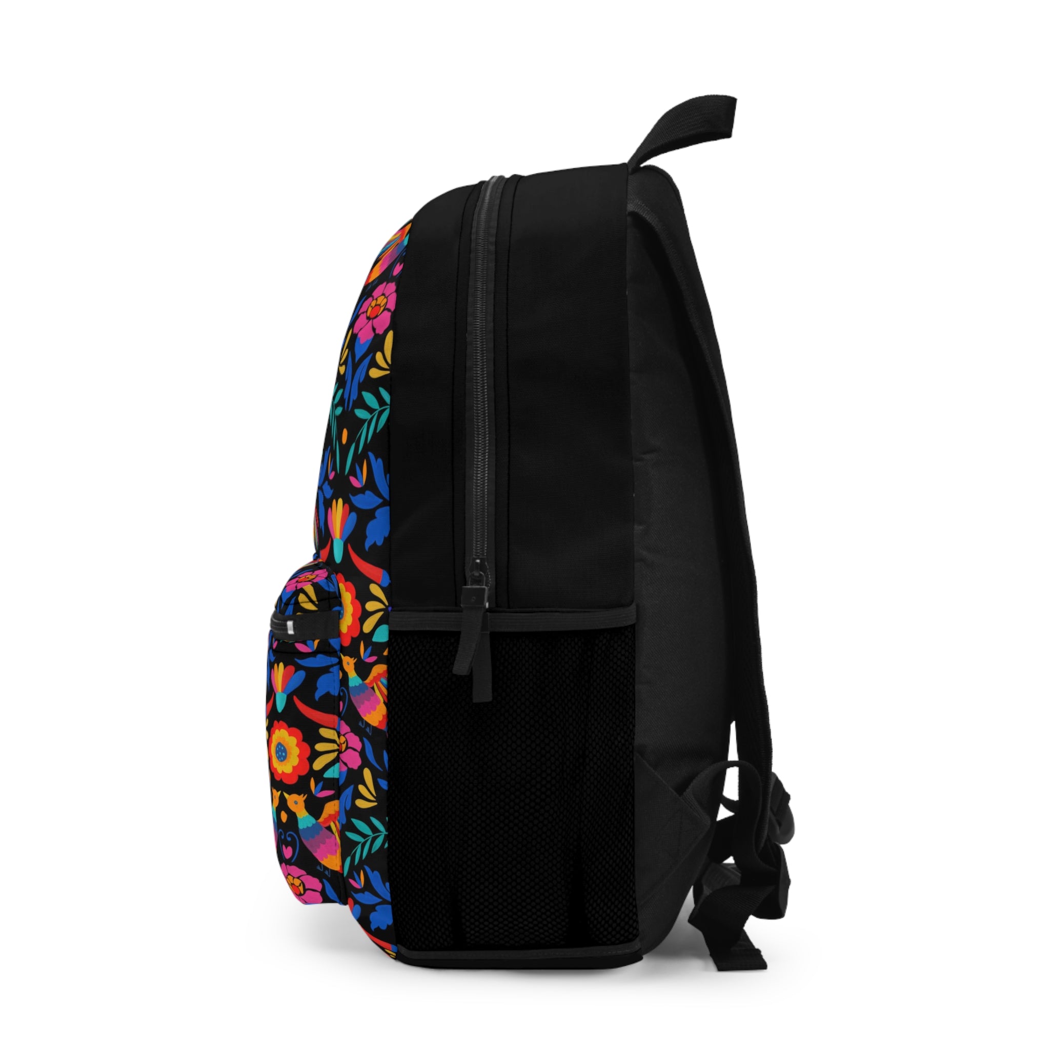 Mexican Backpack. Otomi Mexican Black and colorful back pack with Mexican  art bag. Casual backpack for work, adventure or school.