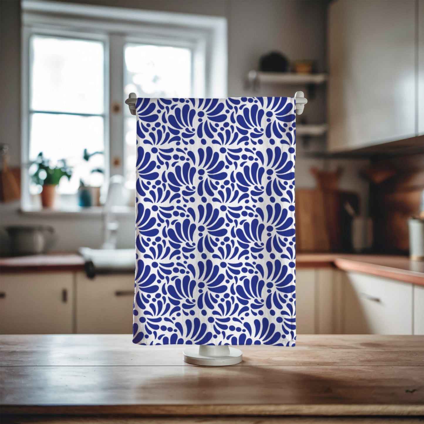 Blue and white Talavera kitchen towels. Mexican tea towel for Mexican kitchen decor. Set of 2 hand kitchen towel with Talavera desing