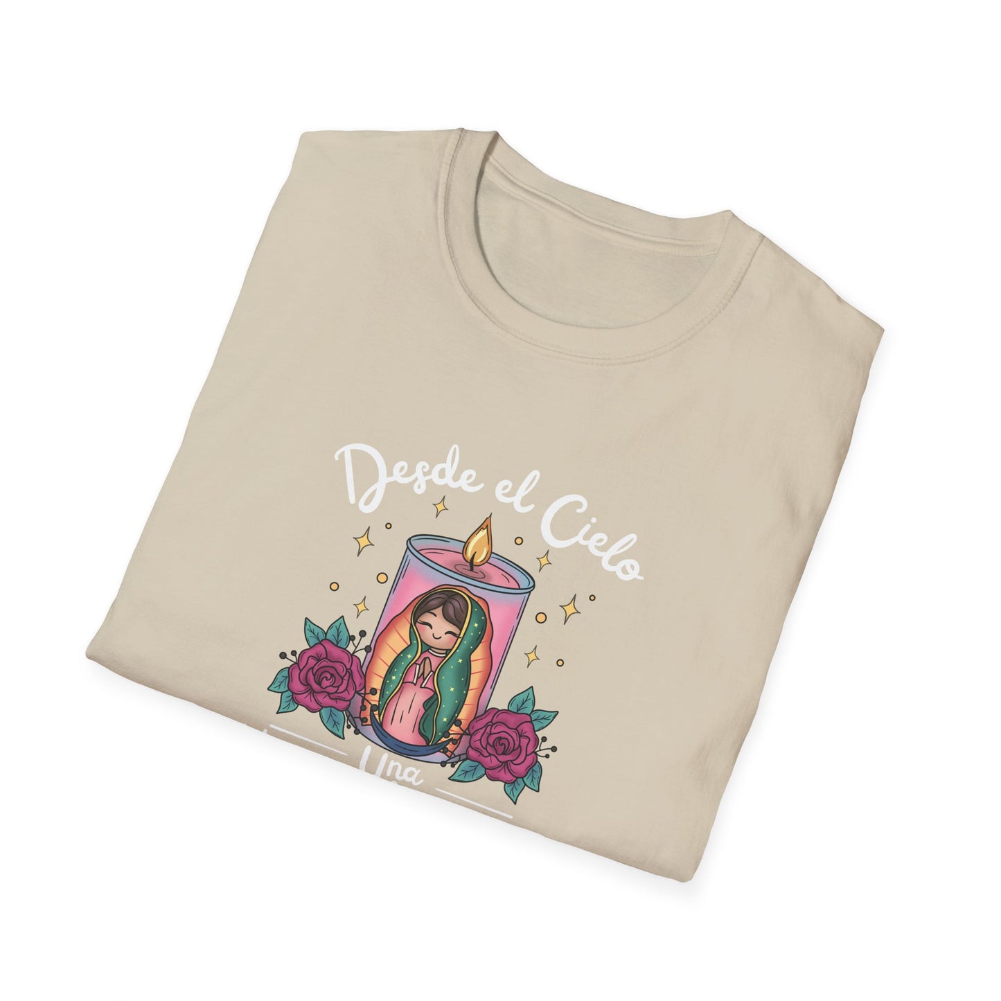 Virgencita T-Shirt — "Desde el cielo una hermosa mañana"