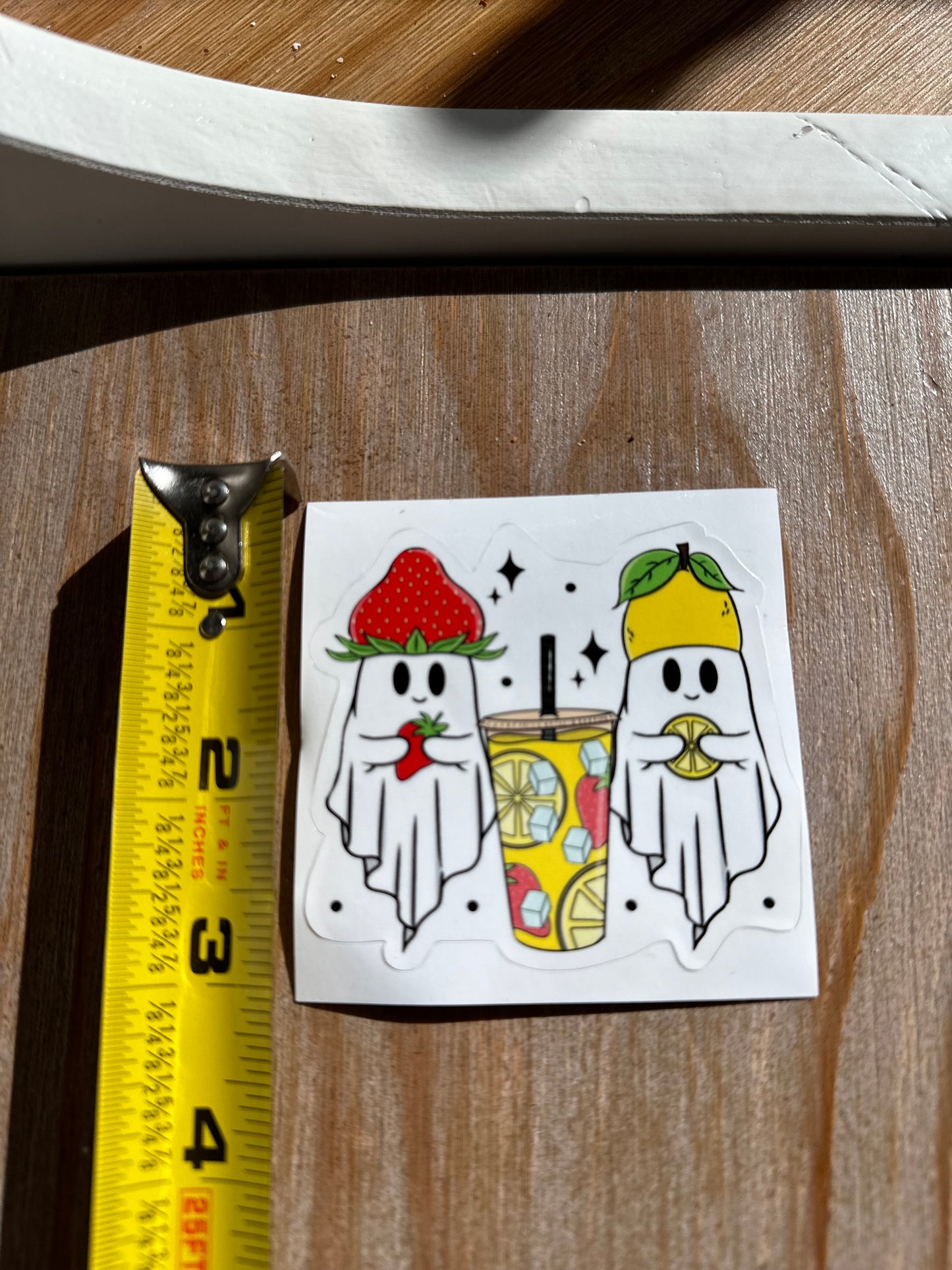 Fruity ghosts waterproof stickers. Cute ghosts with fruit stickers. Water bottle stickers.