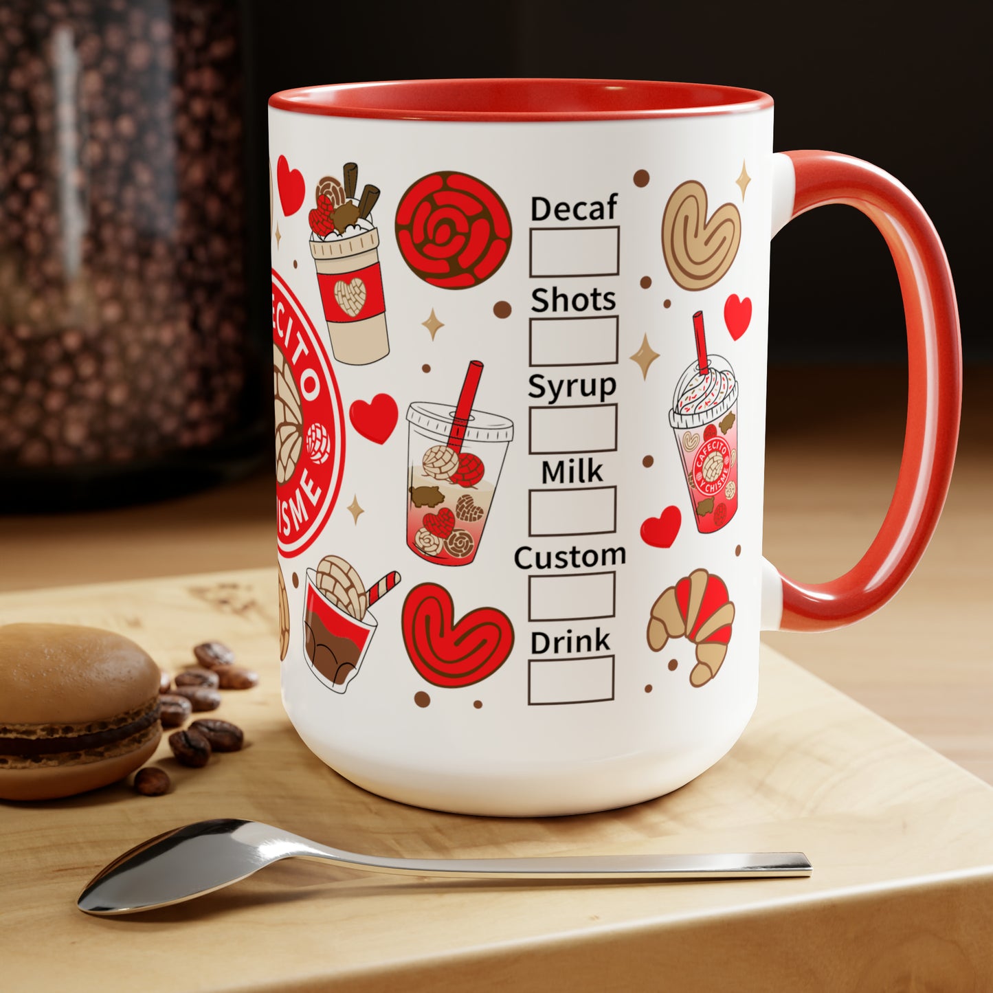 Cafecito y chisme Coffee Mugs, 15oz for chismosas, comadre a, amigas or Mexican mom. Cute Christmas gift for Mexican friend