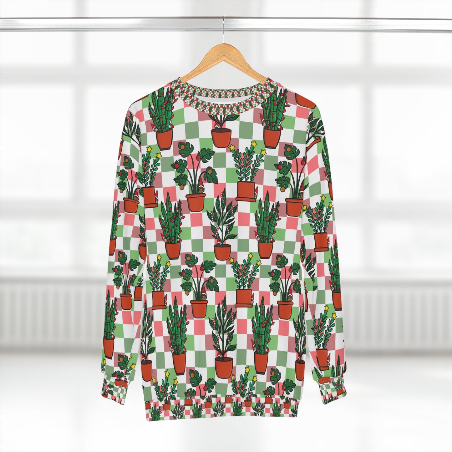Christmas potted plants Unisex Sweatshirt for holiday season.Christmas ugly sweater for plant lover.