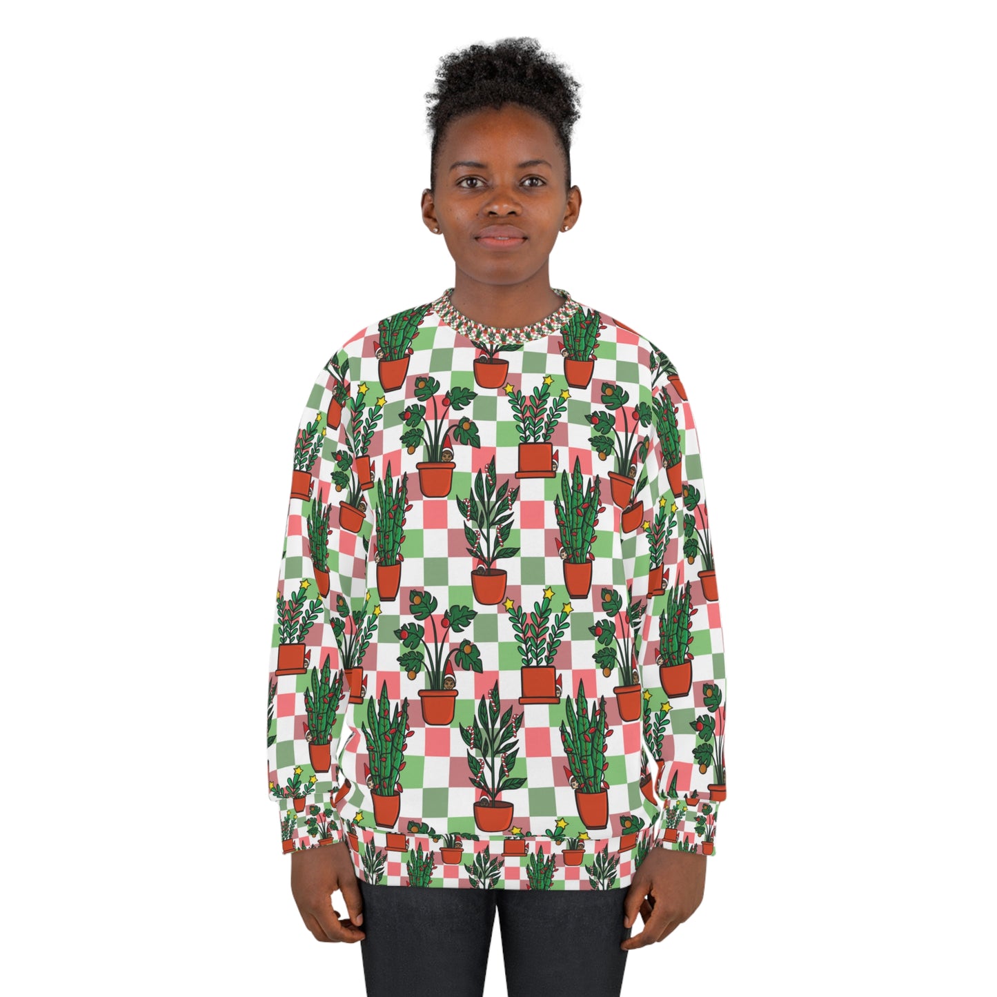 Christmas potted plants Unisex Sweatshirt for holiday season.Christmas ugly sweater for plant lover.