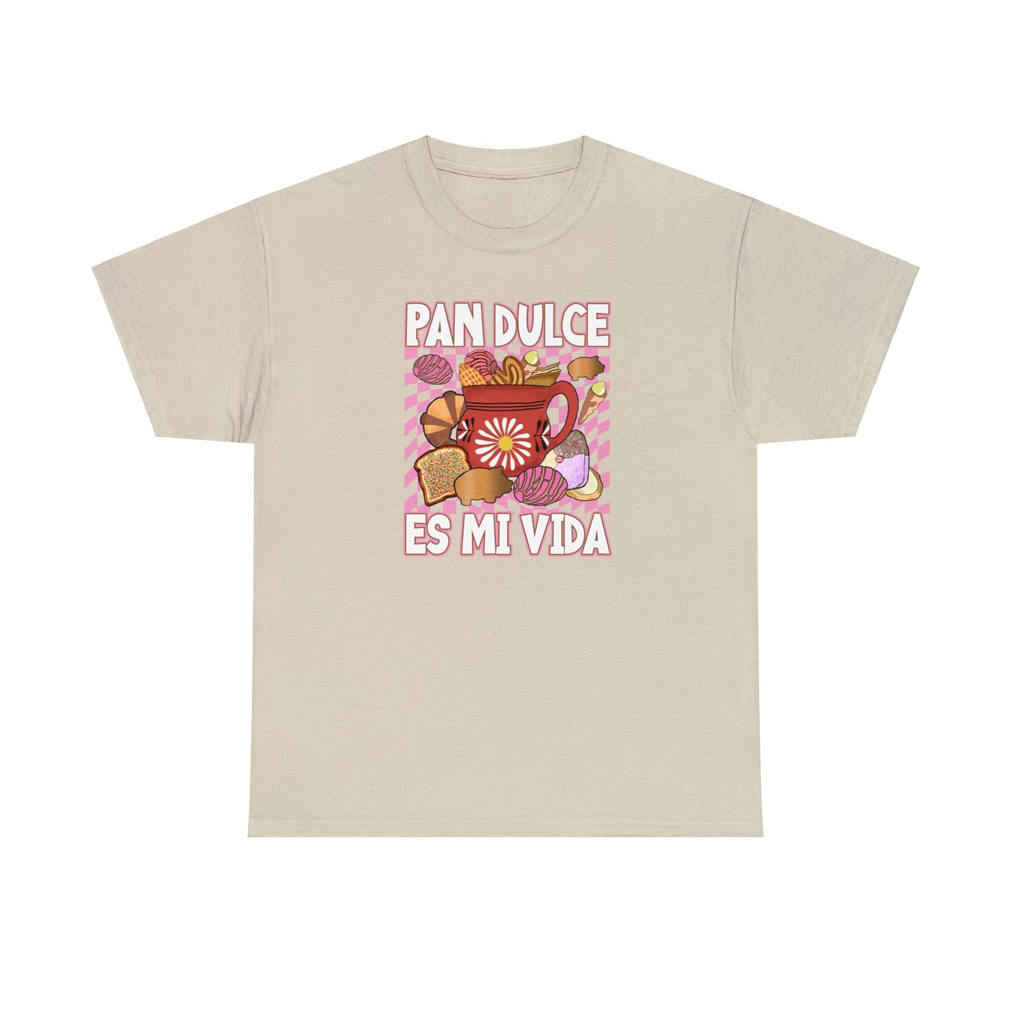 Pan dulce es mi vida tshirt. Mexican shirt for her or him. Unisex Heavy Cotton Tee with Mexican pastries. Cafecito, concha y chisme