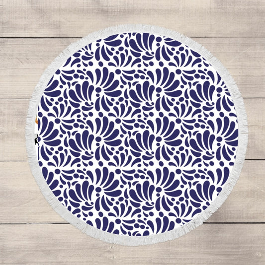 Blue Talavera round beach towel.