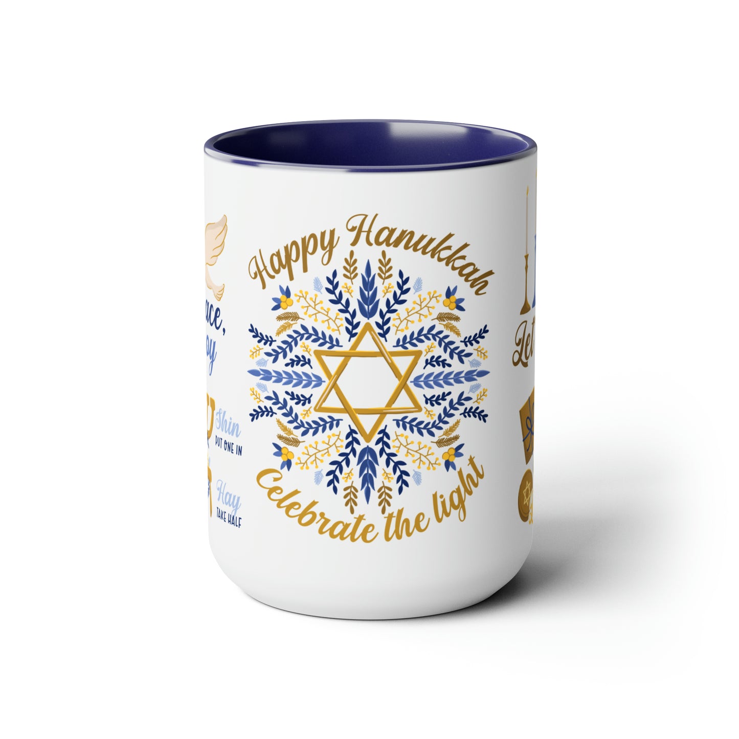 Chanukah Coffee Mugs, 15oz for her or him. Gift ideas for Hanukkah.