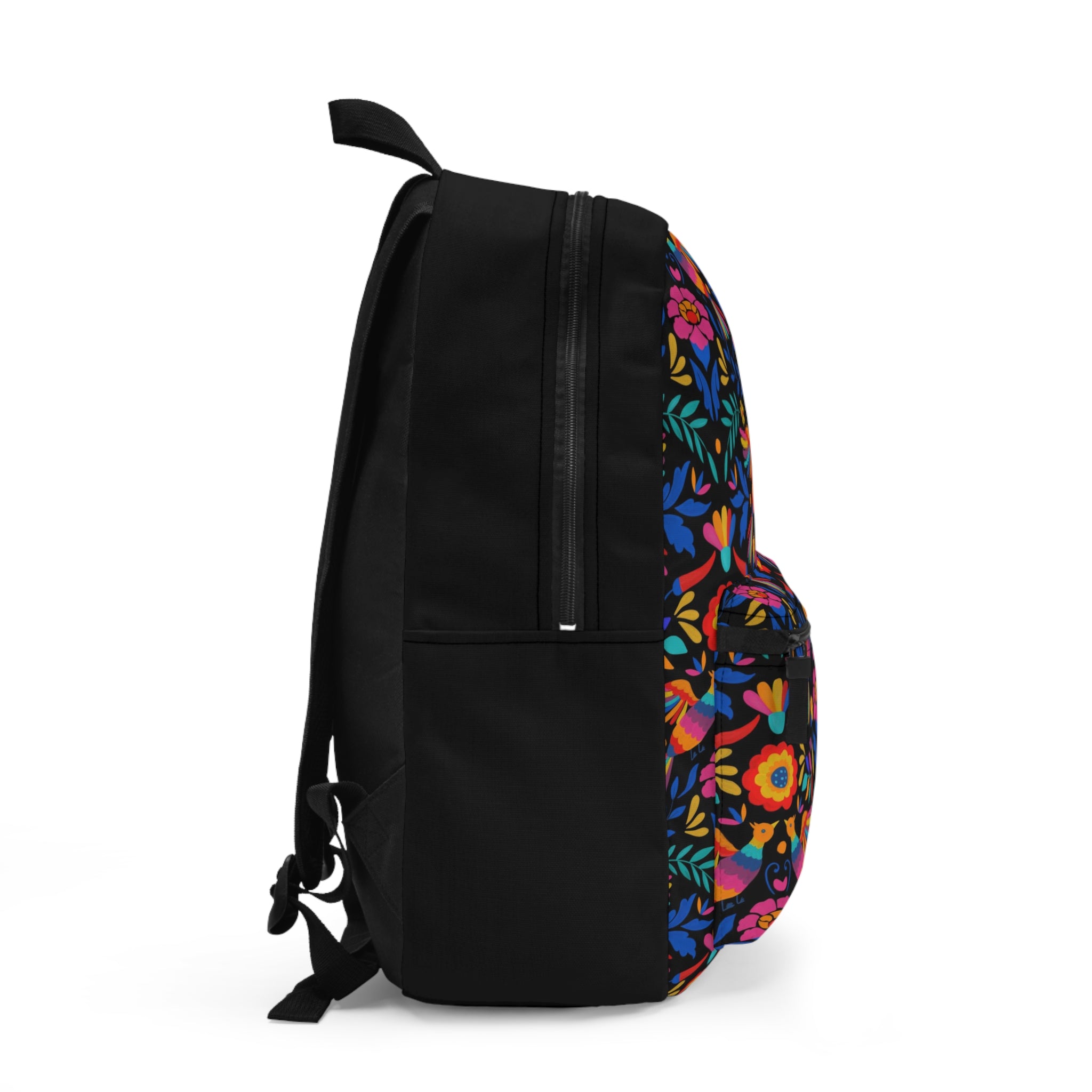 Mexican Backpack. Otomi Mexican Black and colorful back pack with Mexi Ficus Plants