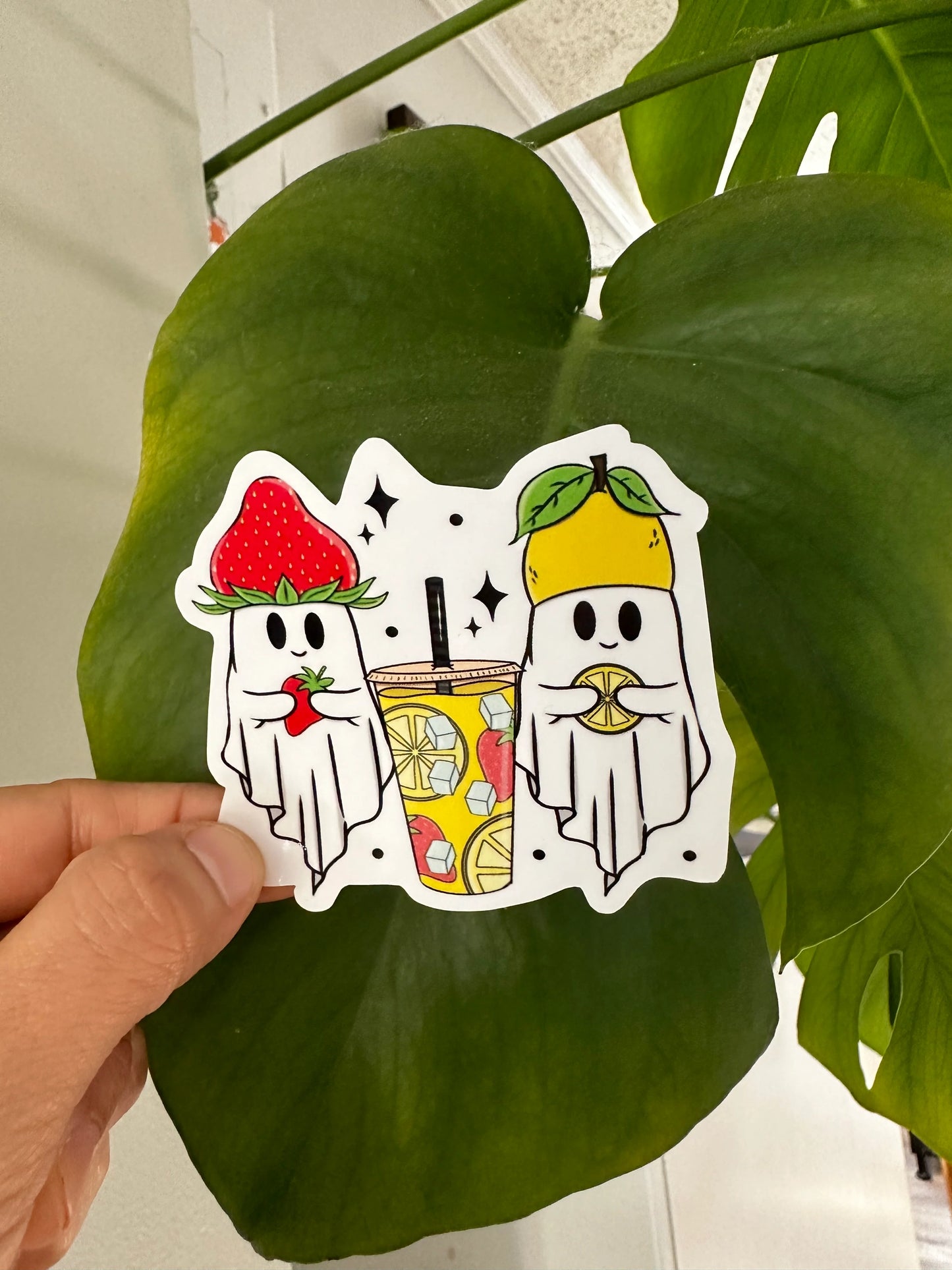 Cute Halloween stickers. Plants and ghosts bundle of 11 waterproof stickers for plant lovers and Halloween lovers