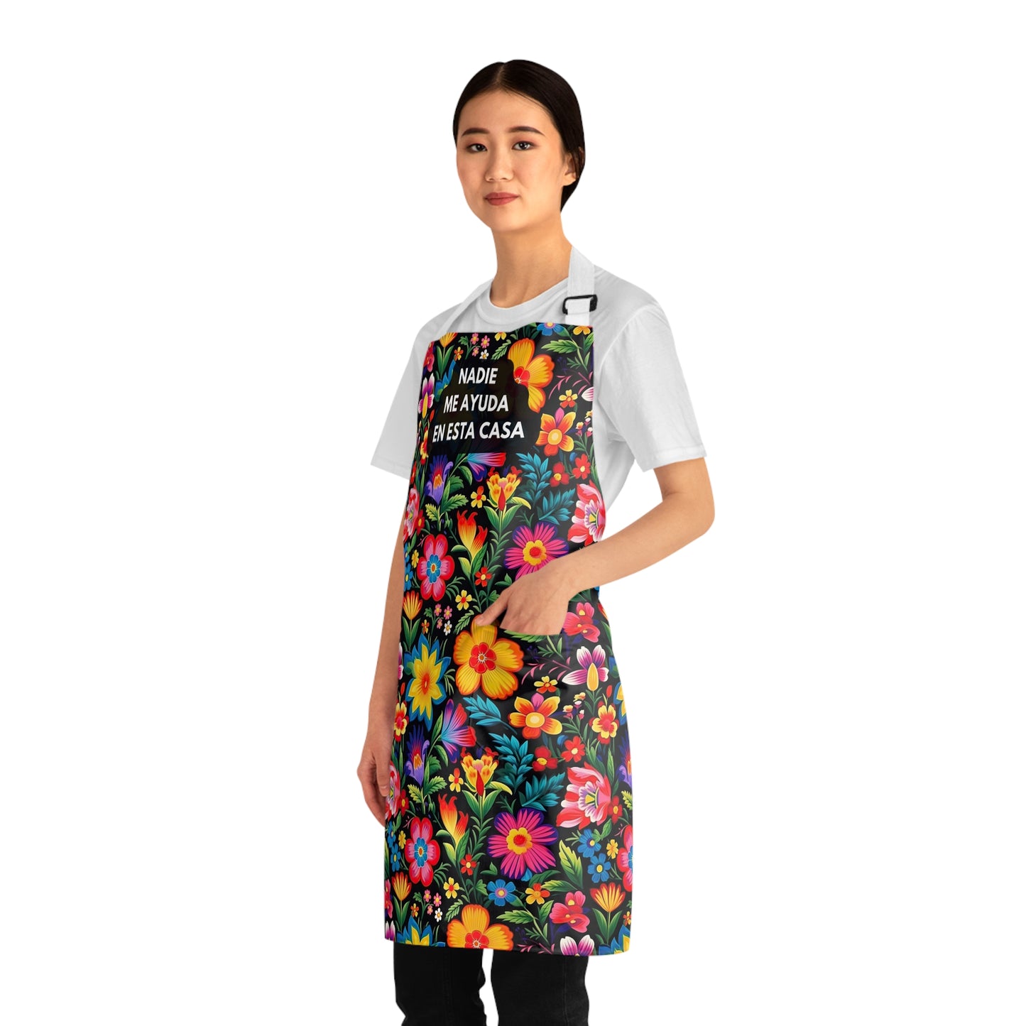 Nadie me ayuda en esta casa mandil for Mexican mom. Funny Mother’s Day gift for latin mom. Mexican Apron. Latin apron with colorful flowers.