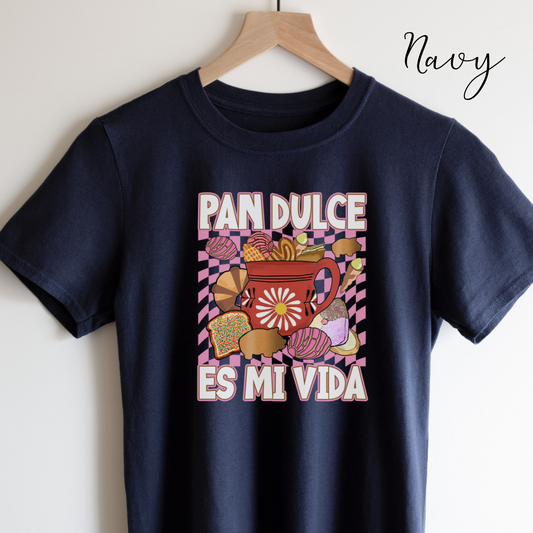 Pan dulce es mi vida tshirt. Mexican shirt for her or him. Unisex Heavy Cotton Tee with Mexican pastries. Cafecito, concha y chisme