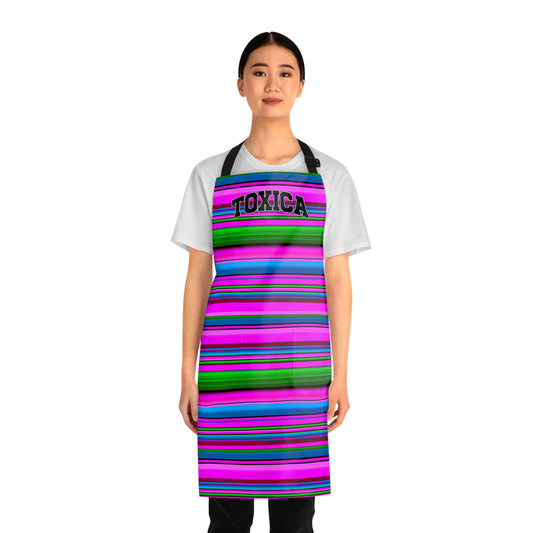 Toxica mandil. Funny Mexican Apron for her. Pink Serape apron for Mexican wife.
