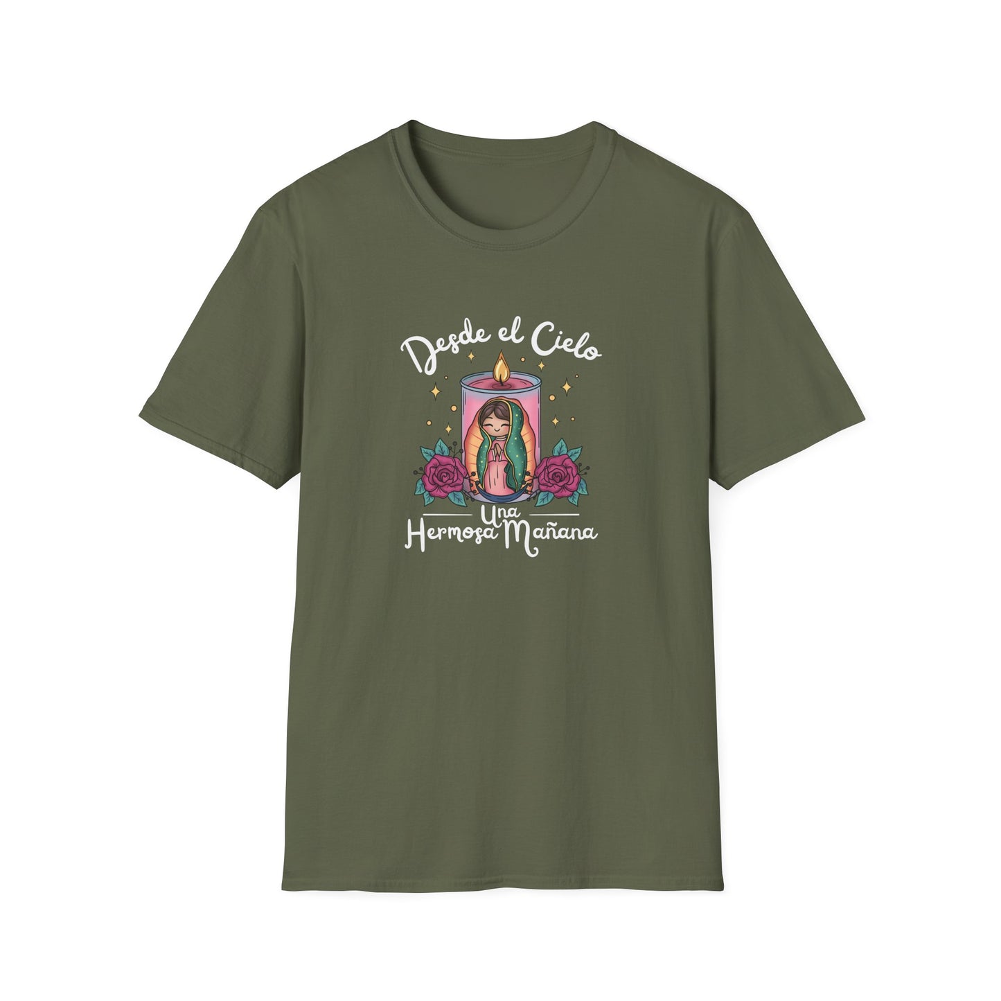 Virgencita T-Shirt — "Desde el cielo una hermosa mañana"