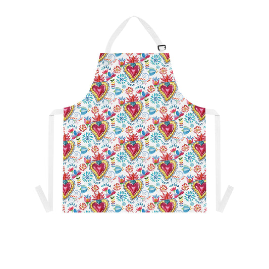 Milagritos mandil for her. Sacred hearts Apron. Mexican gift ideas for Mexican mom, Mexican wife or comadre.