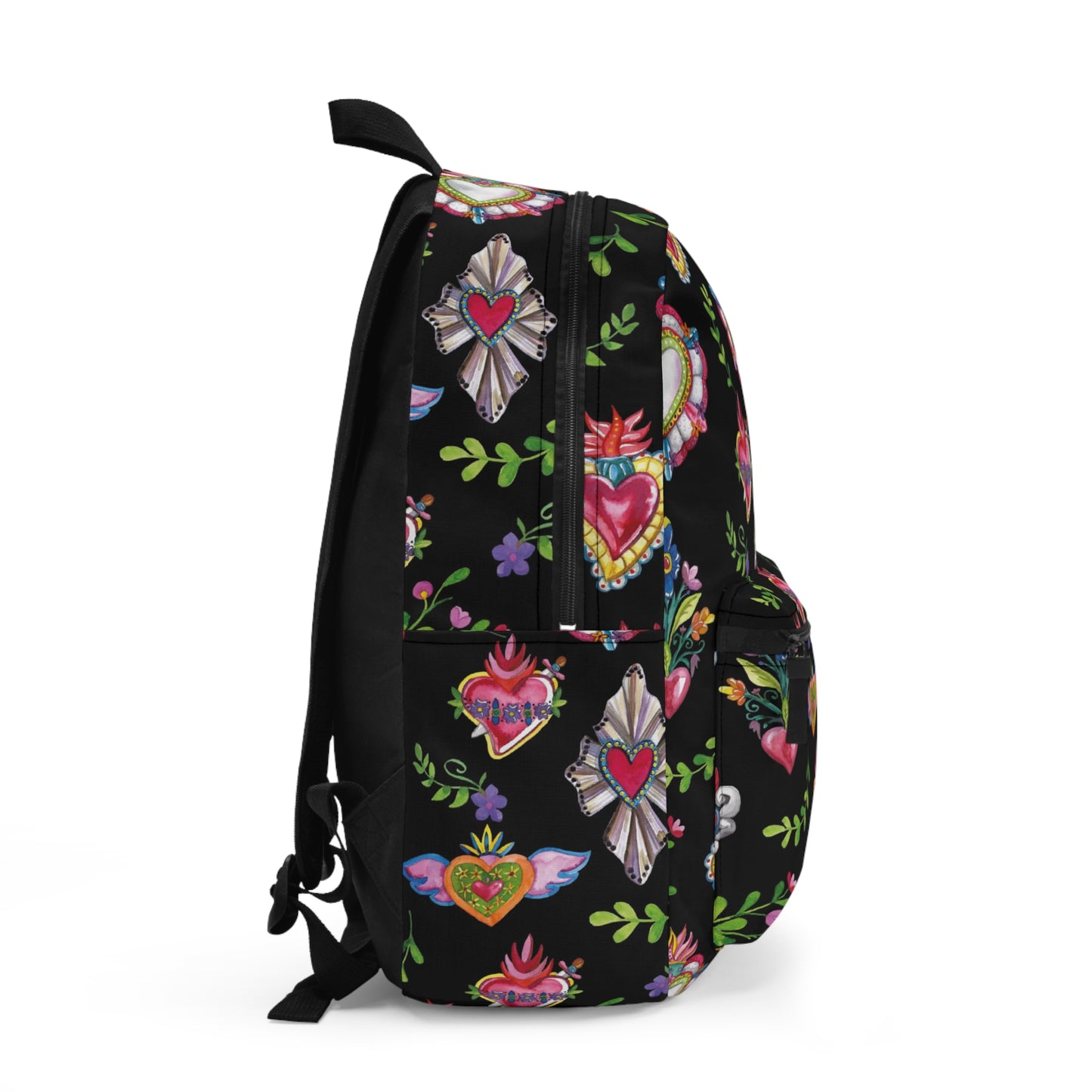 Sacred hearts Backpack for her or him. Mexican folk bag.