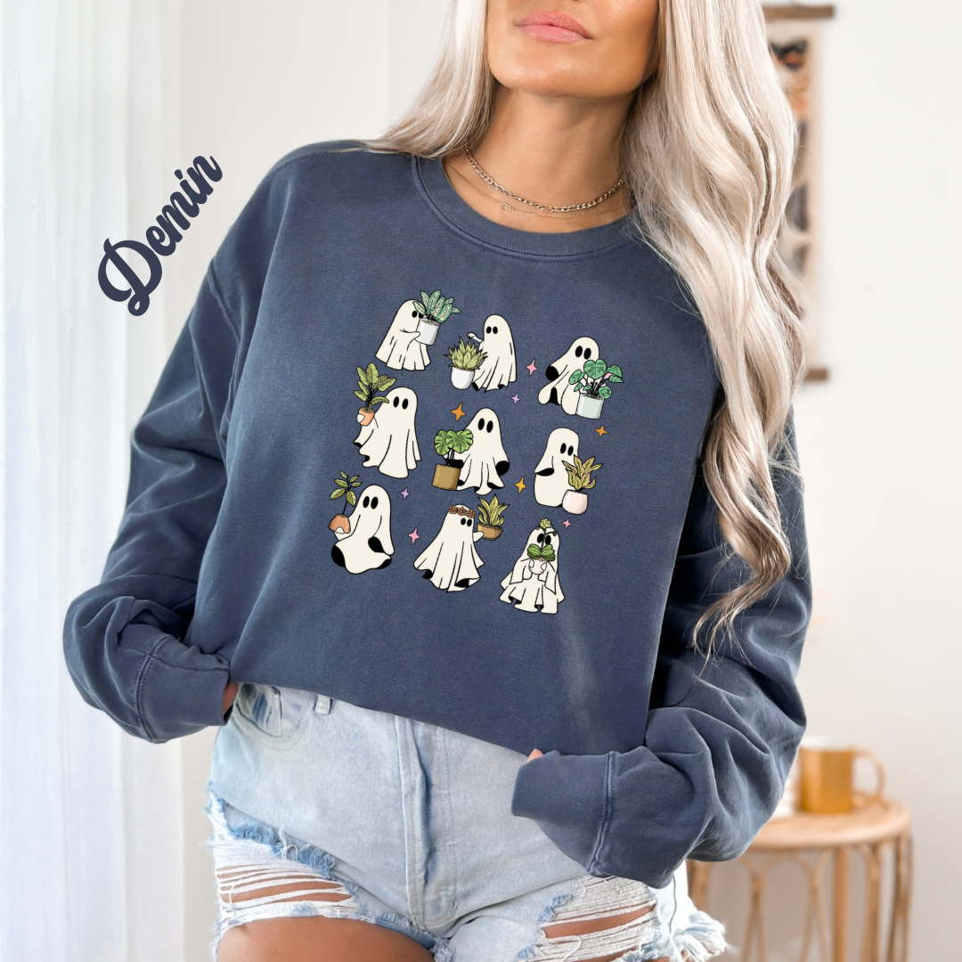 Potted plants and ghosts unisex Sweatshirt for plant lady, plant daddy or plant lover