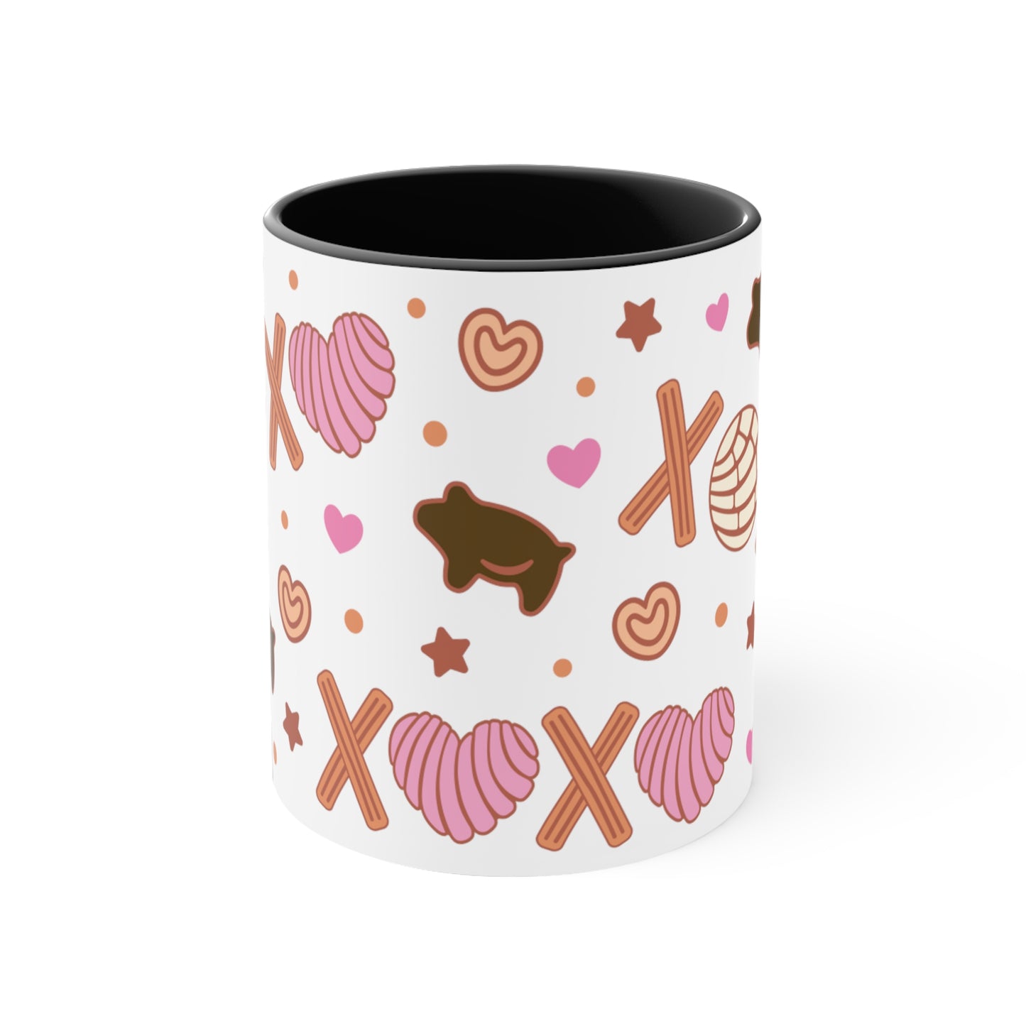 xoxo pan dulce Coffee Mug 11oz for Mexican girlfriend or concha lover. Mexican mug for her. Valentines Day gift . Concha churros y puerquito