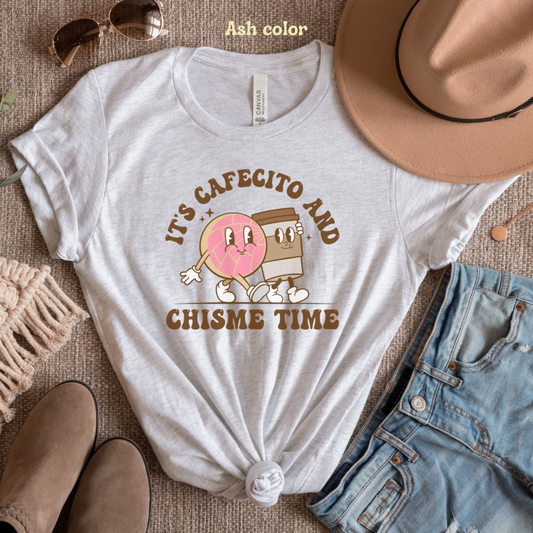 Cafecito y chisme time tshirt for Latina friend, Mexican best friend or comadre. Christmas gift for Mexican chismosa amiga.