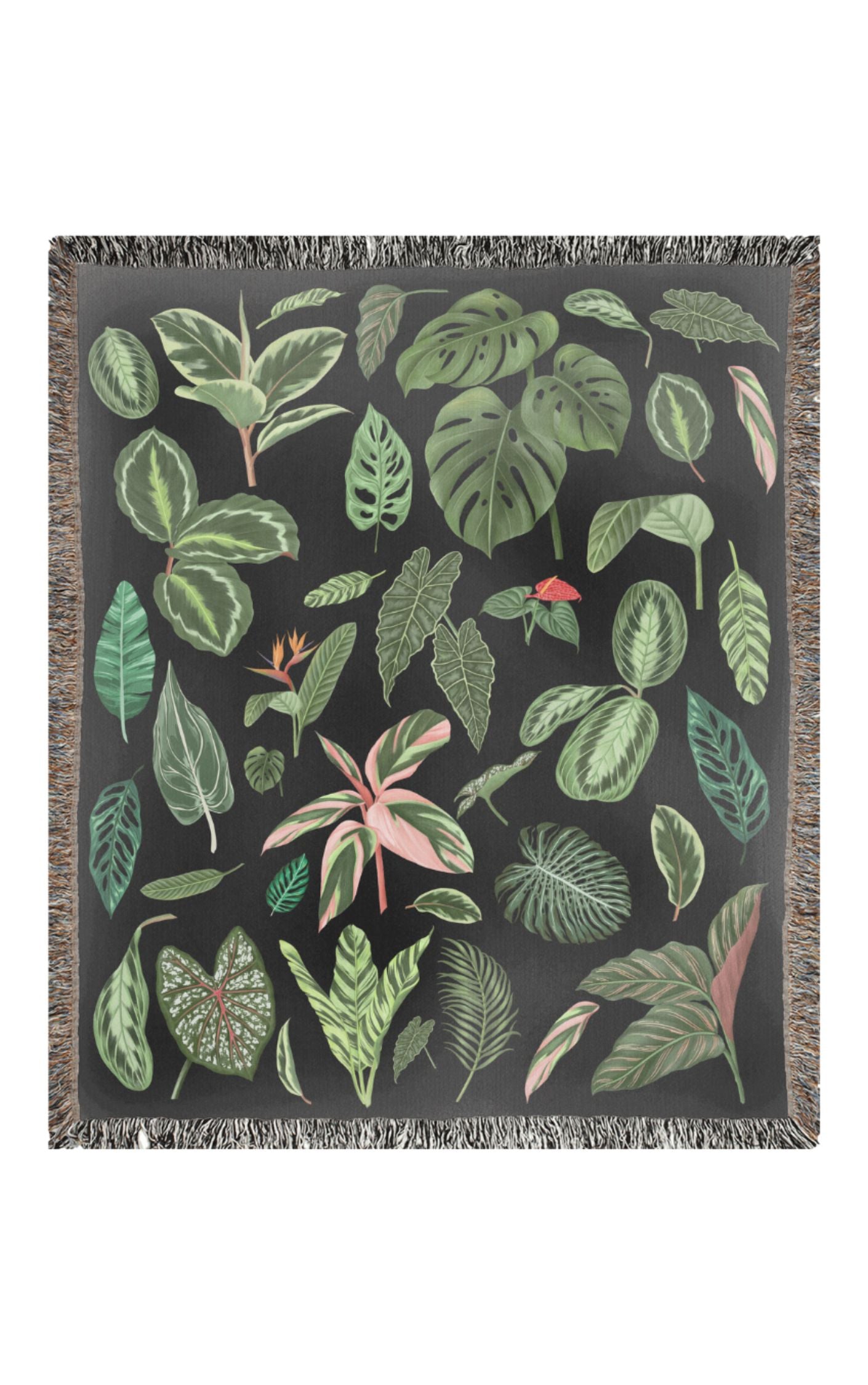 House plants leaves woven blanket 50x60” clearance