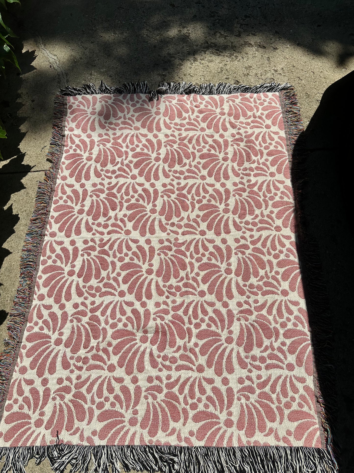 Pink and beige Talavera Woven Blanket.