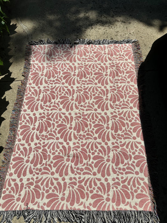 Pink and beige Talavera Woven Blanket.