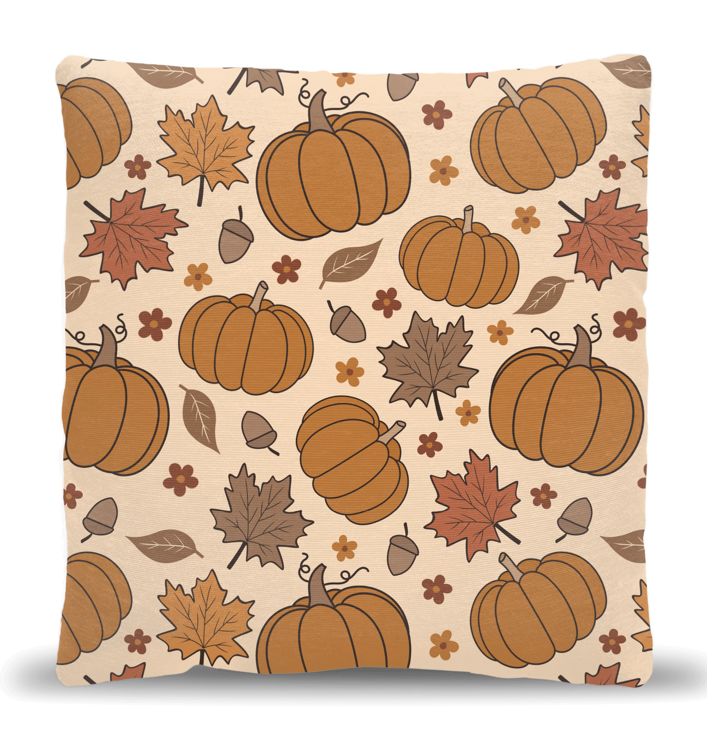 Pumpkins and fall leaves woven pillow 18x17” fall edition
